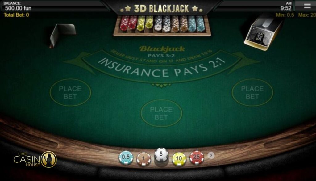 Chơi 3D Blackjack tại Live Casino House