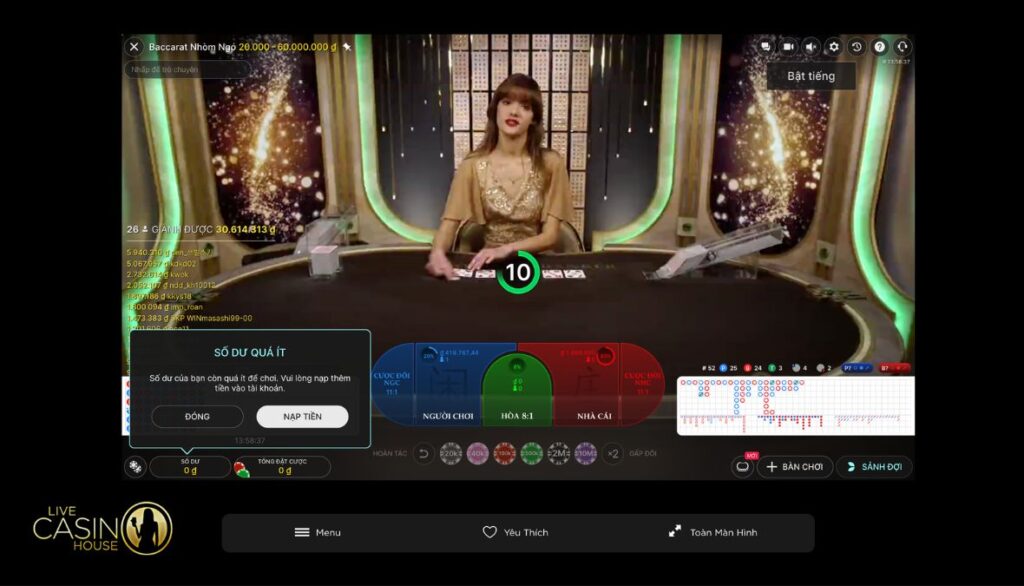 Chơi Live Peek Baccarat tại Live Casino House