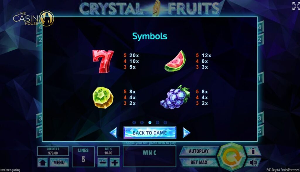 Crystal Fruits Reversed tại Live Casino House