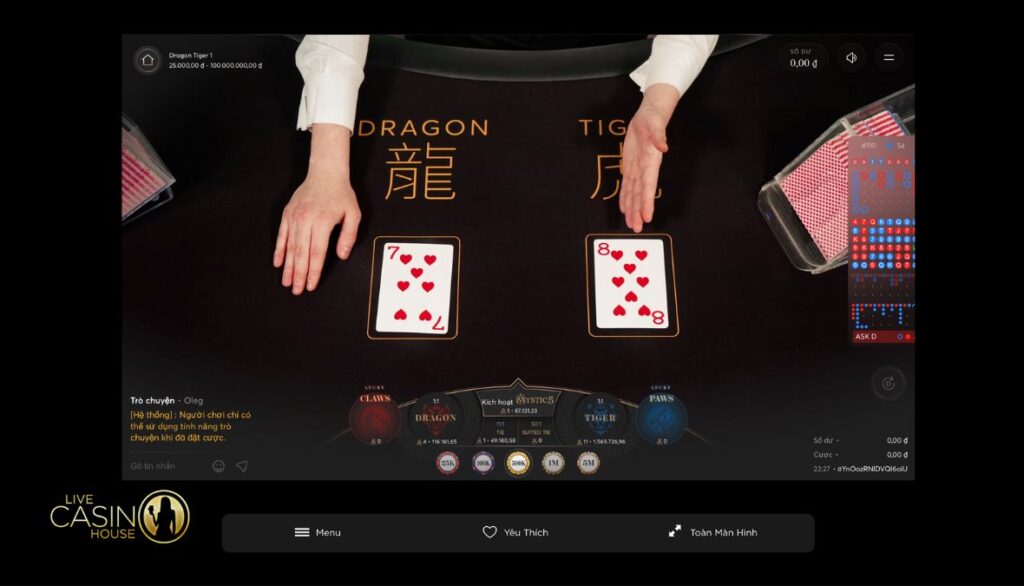 Bombay Live Dragon Tiger tại Live Casino House