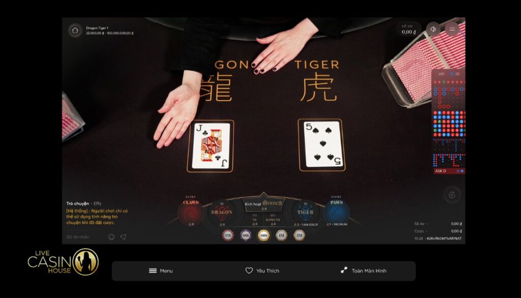 Bombay Live Dragon Tiger tại Live Casino House