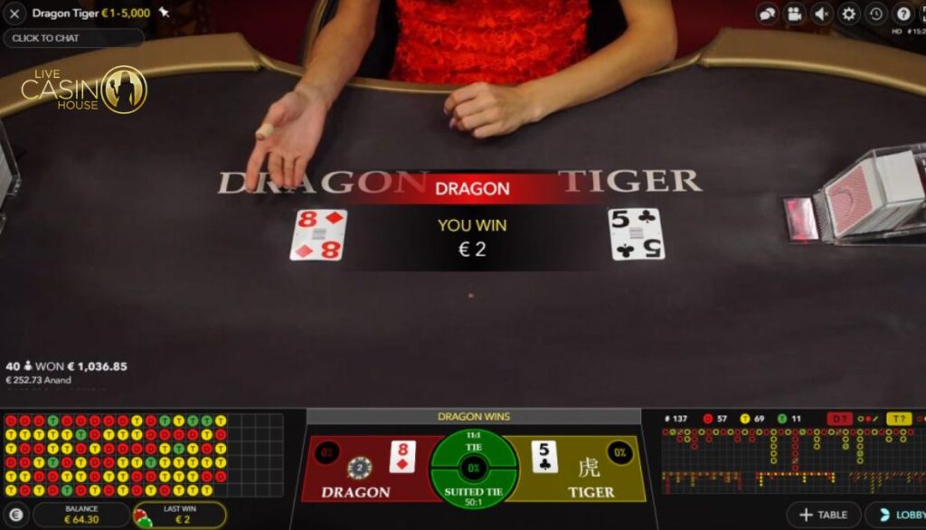 Dragon Tiger OT tại Live Casino House