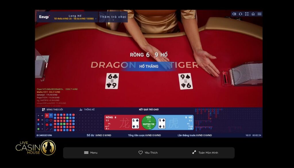 Dragon Tiger Reno tại Live Casino House