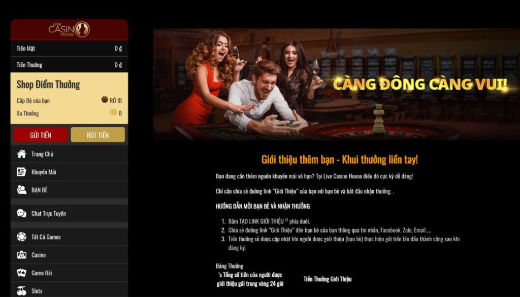 Chương trình giới thiệu bạn bè Live Casino House