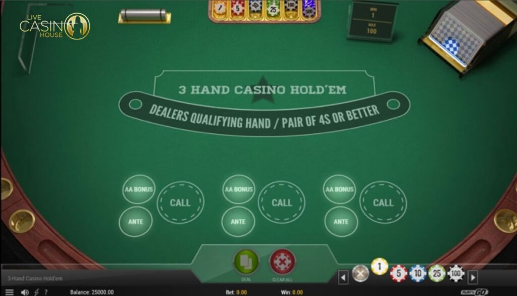 Three Card Poker HB tại Live Casino House